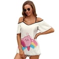 thumbnail image 1 of Rainbow Kirby Women's T Shirt Short Sleeve Off Shoulder Camisole Tee Shirt Top Summer Breathable Adjustable Cold Shoulder T-Shirt, 1 of 6