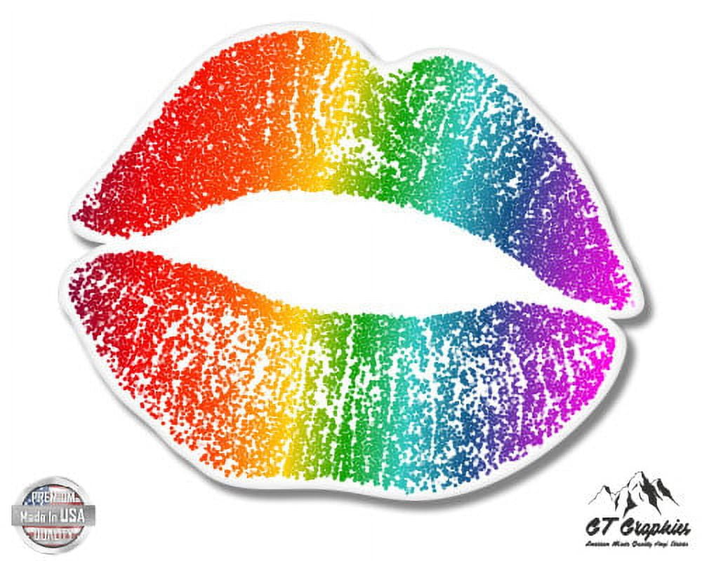Rainbow Kiss Lips Pride 8" Vinyl Sticker For Car Laptop IPad