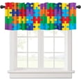 thumbnail image 1 of Rainbow Kitchen Curtains, Colorful Rainbow Puzzles Kitchen Curtains Abstract Painting Art Short Tier Curtain for Kitchen Cafe Nursery Decor 54x18 Inch, 1 Panel, 1 of 5