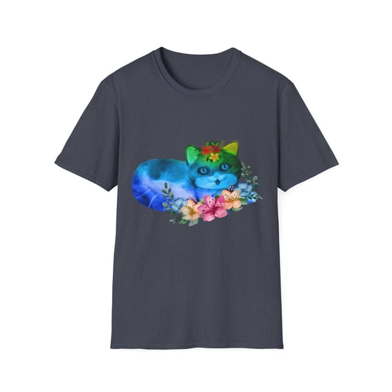Rainbow Kitten Floral Kitty Novelty Men Women Tees