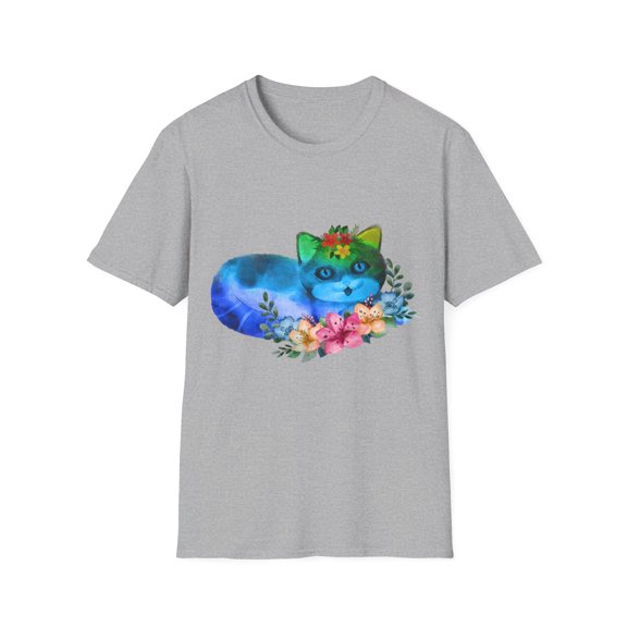 Rainbow Kitten Floral Kitty Novelty Men Women Tees