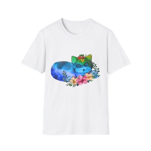 Rainbow Kitten Floral Kitty Novelty Men Women Tees