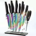 thumbnail image 1 of Rainbow Knife Set,Marco Almond KYA35 14 PCS Kitchen Knife Set,Titanium Coating for Anti-rusting, Super Sharp Cutlery Knife Set with Acrylic Stand,Stainless Steel, 1 of 7