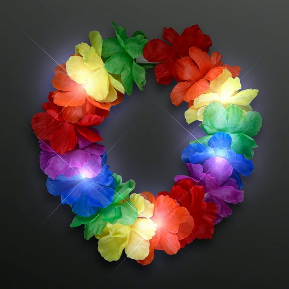 Rainbow LED Hawaiian Lei Floral Headband Light Up Flower Crown