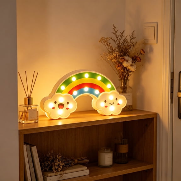 Rainbow LED Night Light, Cute Cloud Table Lamp for Kids Room Decor