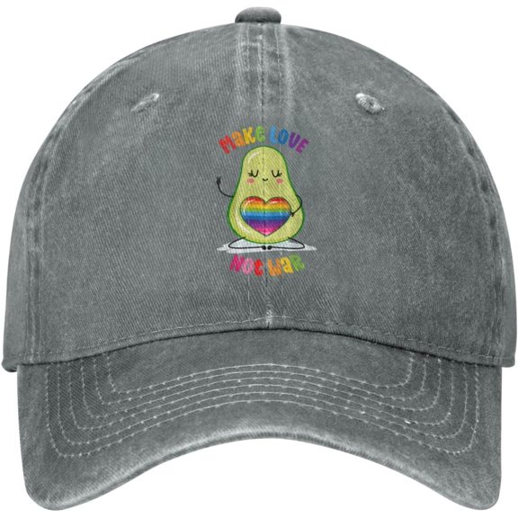 Rainbow LGBT Avocado Distressed Adjustable Washed Denim Mens Dad Trucker Hat Baseball Ball Cap for Men