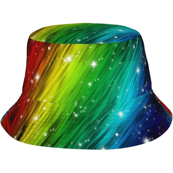 Rainbow LGBT Gay Pride Bucket Hats Fashion Sun Cap Packable Outdoor LGBT Fisherman Hat for Women and Men