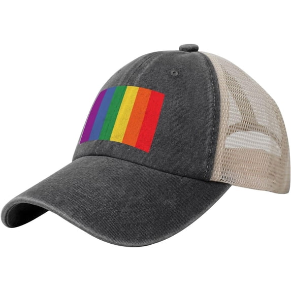 Rainbow LGBT Gay Pride Hat Mesh Baseball Cap for Women Men Vintage Fashion Style Adjustable Hats