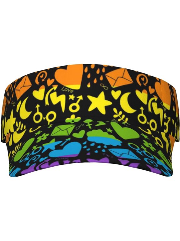 Rainbow LGBT Gay Pride Visors Hat for Women Men Sports Sun Visor Hats Summer Protection Beach Sun Hat Adjustable Cap