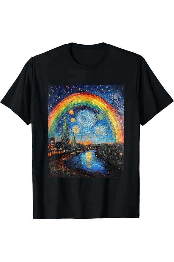 Rainbow LGBT Pride Month - Van Gogh Style - Starry Night T-Shirt Tops Tee