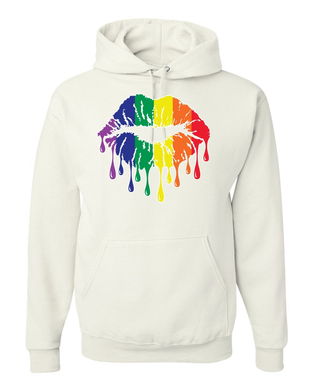 Rainbow LGBTQ Gay Pride Dripping Lips LGBT Pride Unisex Graphic Hoodie Sweatshirt White Large Walmart Business Supplies
