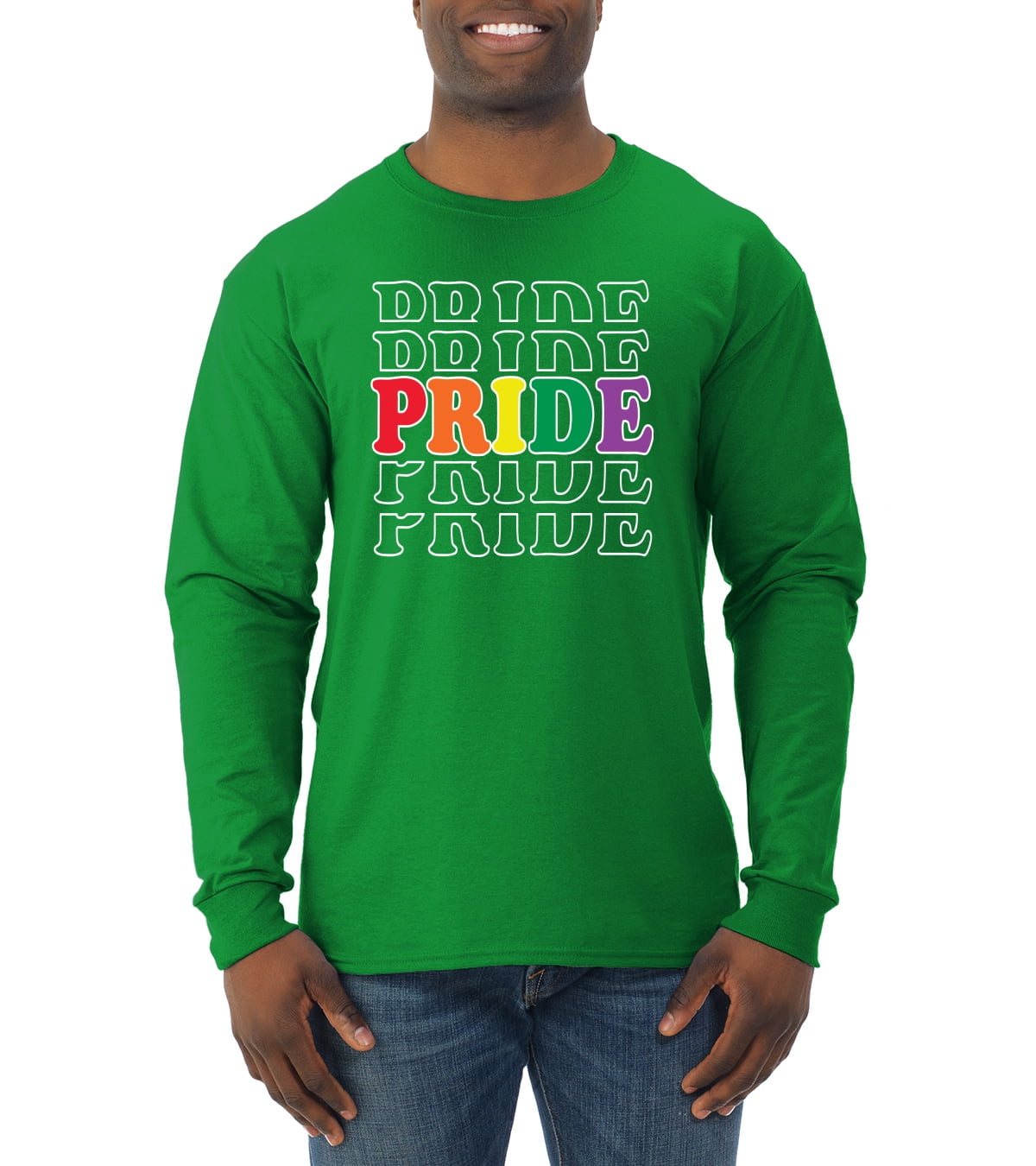 Rainbow LGBTQ Gay Pride Repeated LGBT Pride Mens Long Sleeve Shirt, Navy,  X-Large - Walmart.com