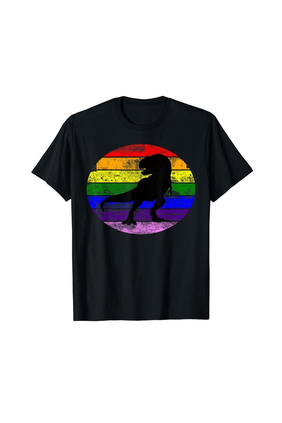 Rainbow LGBTQA Pride Tyrannosaurus T-rex Dinosaur Jurassic T-Shirt