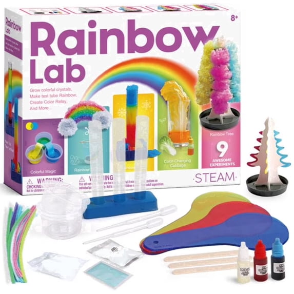 Piano Potato Rainbow Science Lab & Crystal Growing Kit, STEM Educational Experiment Set for Kids Ages 8-12, DIY Chemistry Toys for Boys & Girls, Colorful Learning Gift