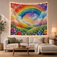 thumbnail image 1 of Rainbow Landscape with Soft Clouds and Bright Sky, Whimsical Fantasy Style for Rainbow Lovers, Colorful Wall Art, Housewarming Gift, Tapestry Wall Hanging for Bedroom and Playroom, 1 of 6