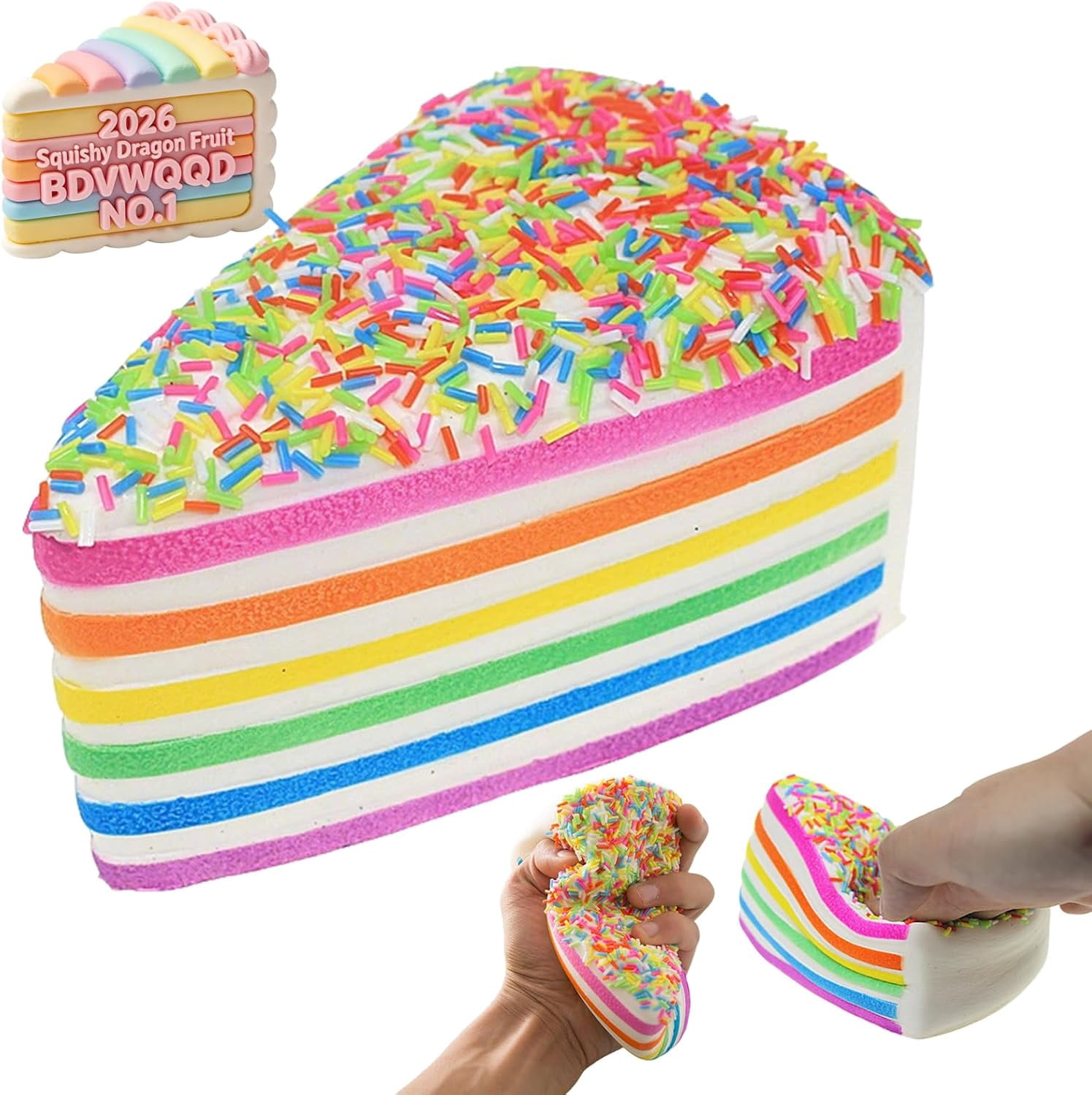 Rainbow Layer Cake Squeeze, Birthday Cakes Squeeze Slow Rise Toys Jumbo Fidget Squeeze, Soft Five Below Cute Food Sensory Decompression for Anxiety Stress Relief Desk Decor (A-1PC)