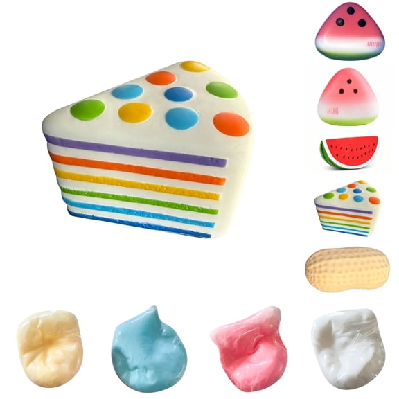 Rainbow Layer Cake Squishy Toy, Realistic Cake Slow Rebound Stress Relief & Anxiety Fidget Toy for Sensory Play