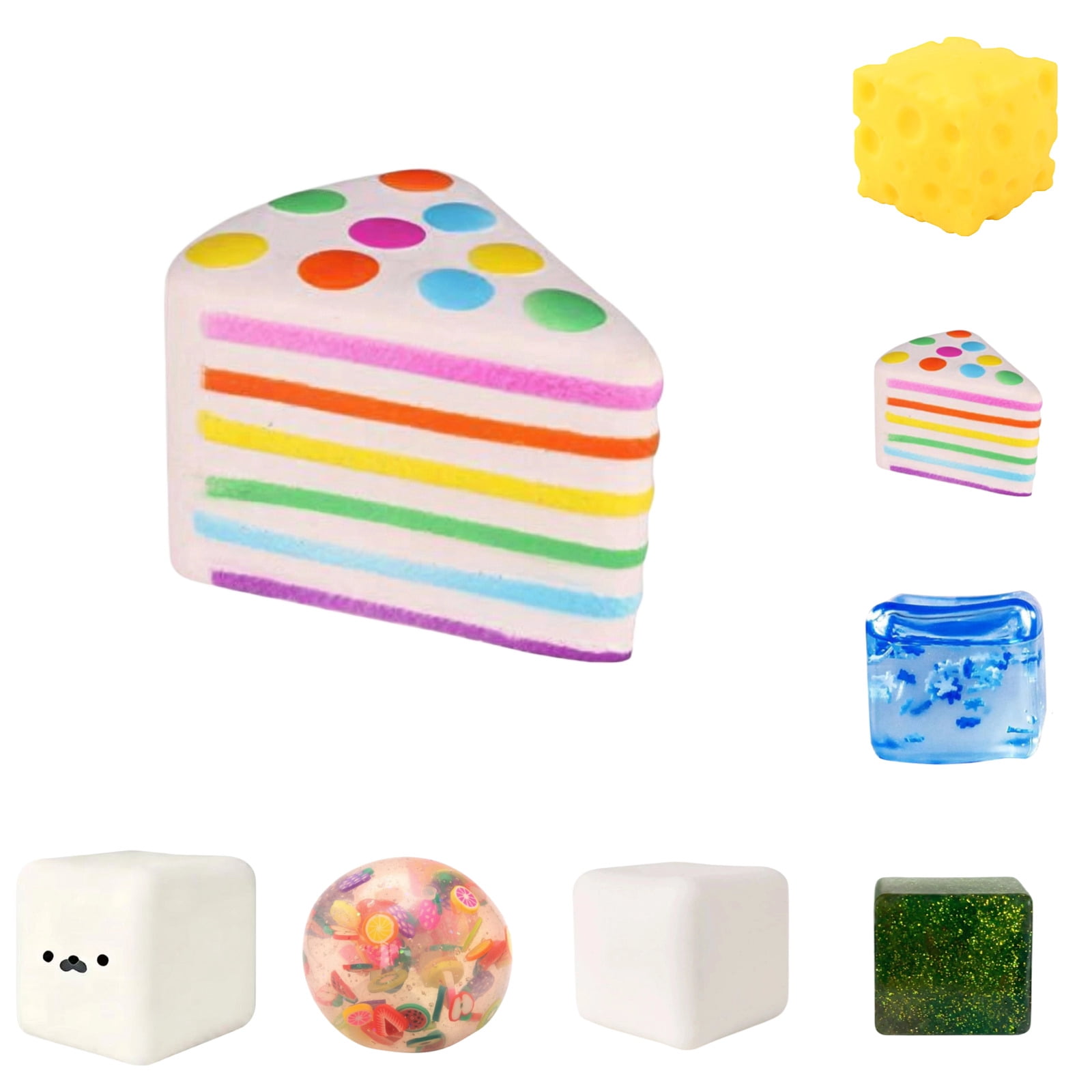 Pelota Antiestrés De Pastel Arcoíris – Juguete Sensorial De Goma, Suave Y Compacto, Ideal Para Aliviar Tensión En Adultos Y Niños