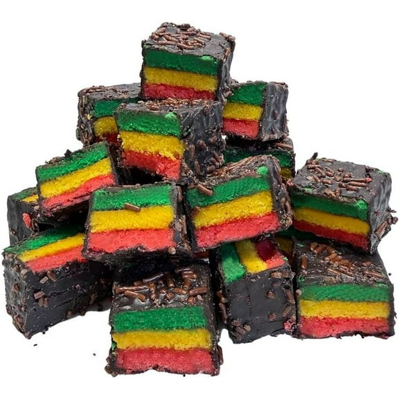 Rainbow Layer Gourmet Cookies  Authentic Almond Rainbow Cookies with Fruit Filling  Classic Italian akebites Colorful Italian Desserts, Holiday Chocolate cake- Christmas, Birthday-16oz