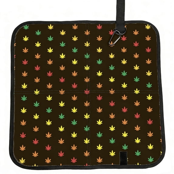 Rainbow Leaf Foldable Seat Cushion for Bleachers, Stadium Seats, Camping & Outdoor Events, Portable Lightweight Pad with Carabiner