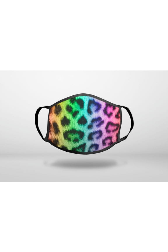 Rainbow Leopard Cheetah Fur Print - 3-Ply Reusable Soft Cloth Face Covering, Unisex, Cotton Inner Layer