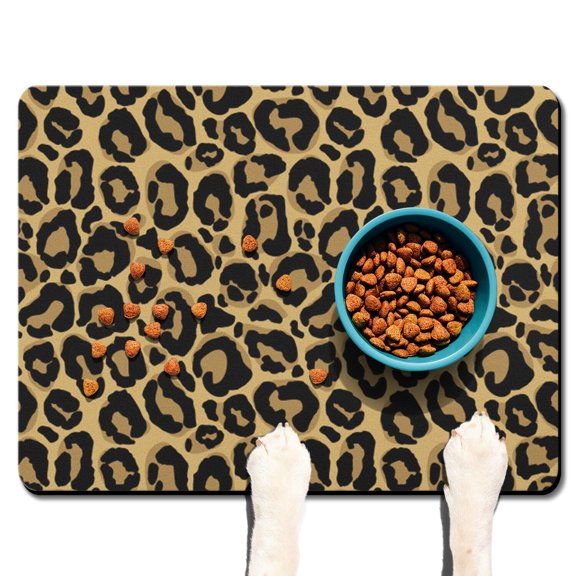 Rainbow Leopard Print Pet Mat - Colorful Cheetah Texture Feeding Placemat - Waterproof & Stain-Resistant - Soft on Pet Paws