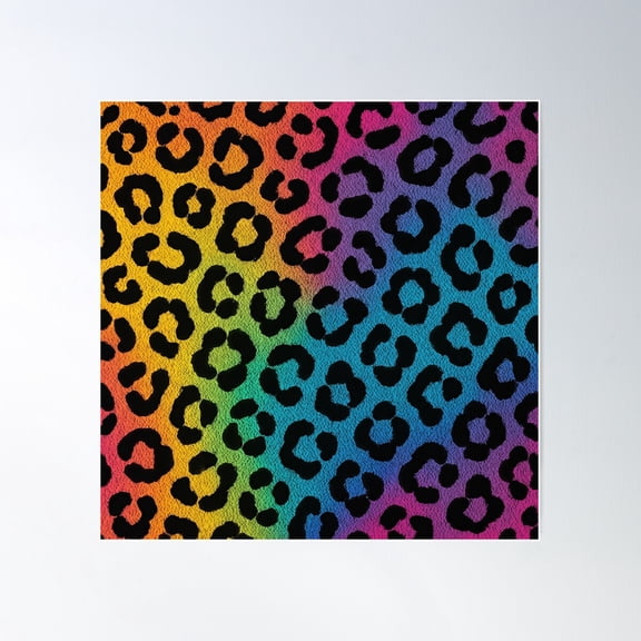Rainbow Leopard Print Poster Wall Art, Modern Wall Decor For Living Room Bedroom, 30x30 UNFRAMED