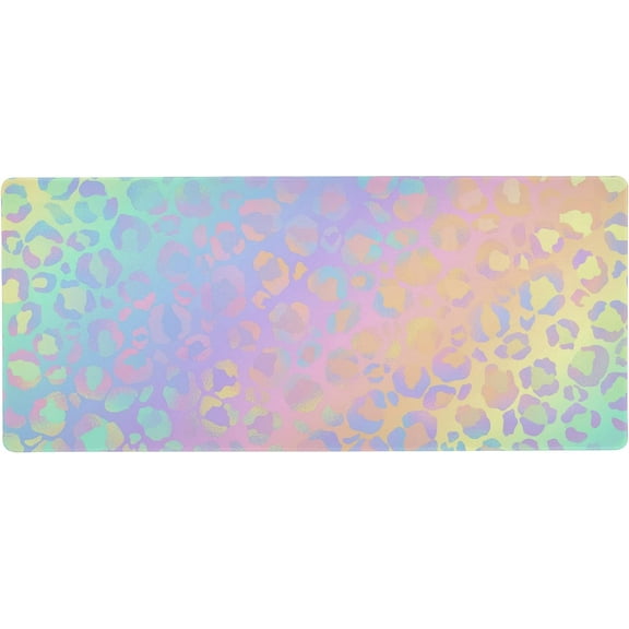 Rainbow Leopard Print Rose Gold Cheetah Large Gaming Mouse Pad Big Mousepad Mice Keyboard Mat with Non-Slip Rubber Base for Computer Laptop Home & Office, 35.4 X 15.7 inch