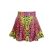 Rainbow Leopard Print Stretch Lycra Skirt