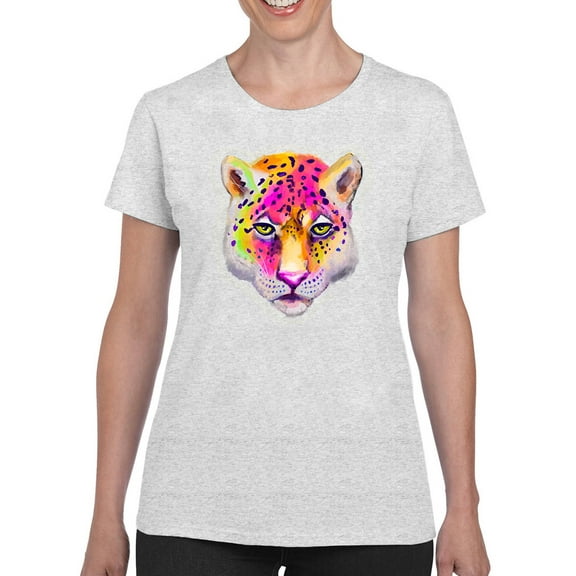 Rainbow Leopard T-Shirt Women -Rose Khan Designs, Female Large