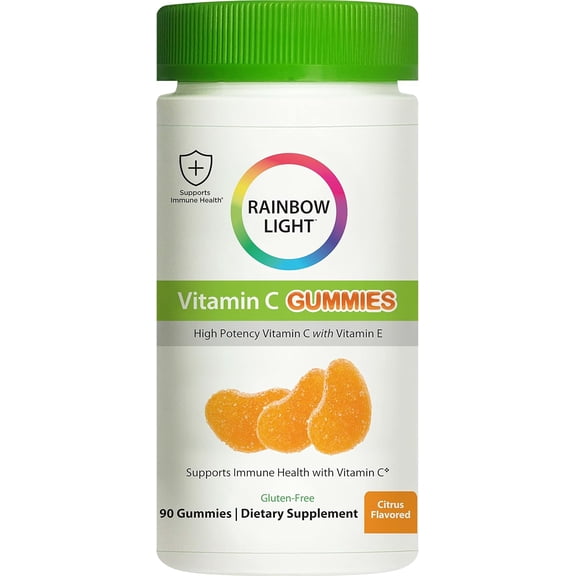 Vitamin C Gummies | 90 Count | With Vitamin E | Citrus Flavor | by Rainbow Light