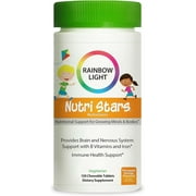 Multivitamins for Kids with Prebiotics | Pineapple Orange Flavor | 120 Chewable Tablets | by Rainbow Light