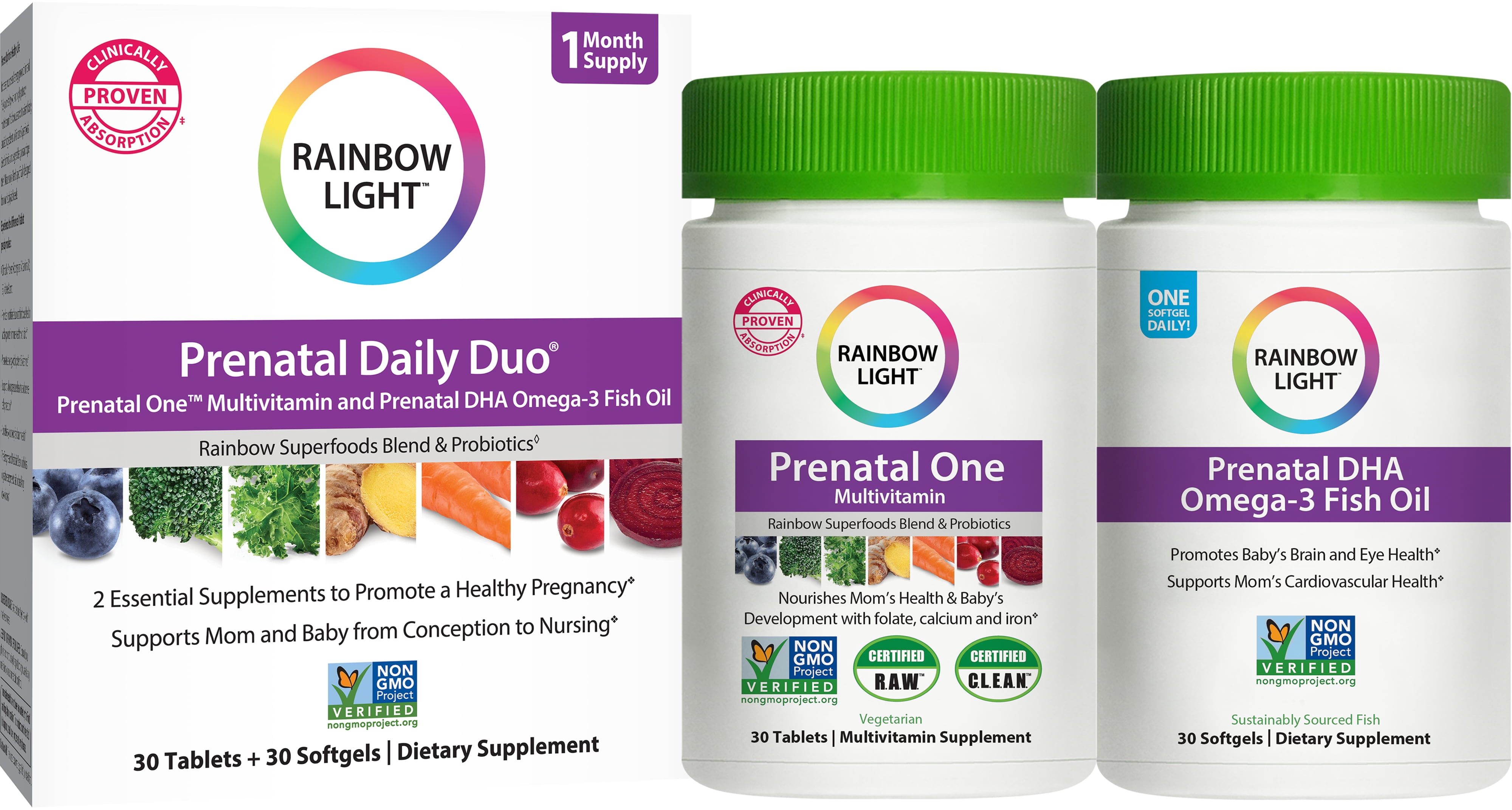 Rainbow Light Prenatal Daily Duo Multivitamin and DHA Tablets and