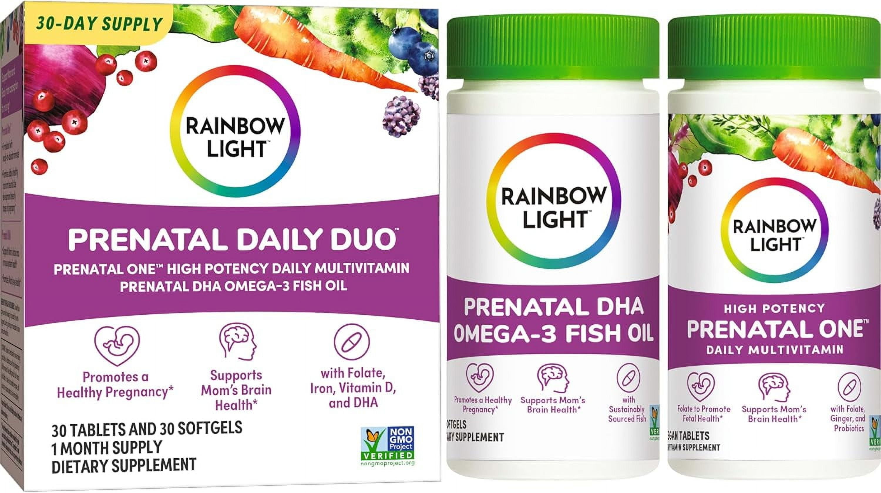 Prenatal Daily Duo Multivitamin and DHA Tablets | 60 Softgels Count | by Rainbow Light