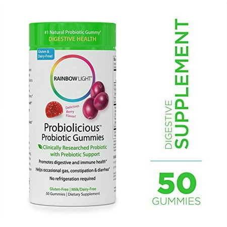 Probiolicious Gummies | Probiotic and Prebiotic Supplement | Berry Flavor | 50 Count | by Rainbow Light
