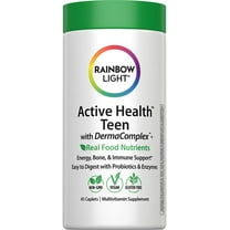 Active Health Teen Multivitamin | with DermaComplex, Probiotics & Enzymes | 45 Caplets | by Rainbow Light
