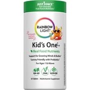 Kids One + Multivitamin | Fruit Punch Flavor | with Probiotics | 50 Tablets | by Rainbow Light