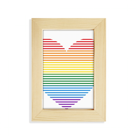 Rainbow Lined Heart LGBT Desktop Display Photo Frame Picture Art Painting 5x7 inch