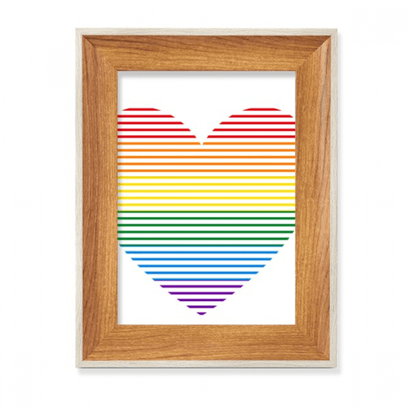 Rainbow Lined Heart LGBT Desktop Wooden Photo Frame Display Picture Art Painting Multiple Sets