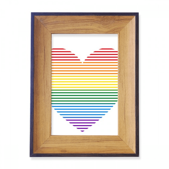 Rainbow Lined Heart LGBT Photo Frame Exhibition Display Art Desktop Painting