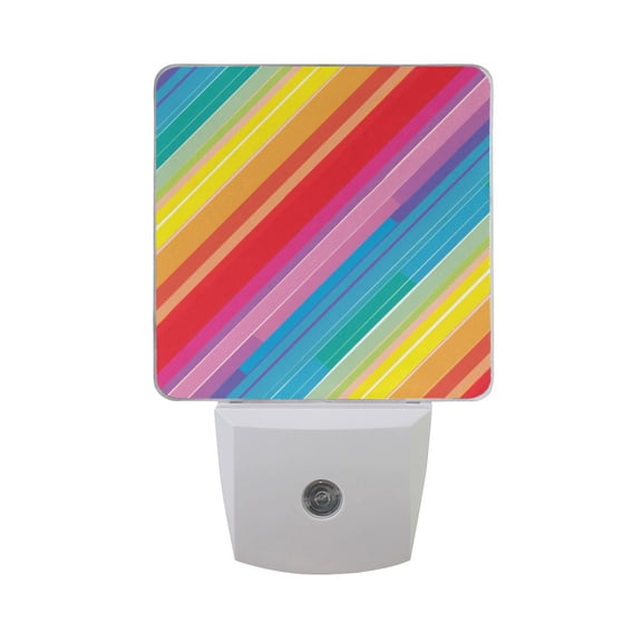 Rainbow Lines Night Light 2 Pack LED Nightlight Plug into Wall Dusk to Dawn Sensor Soft White