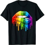 Rainbow Lip Bite LGBT Pride Month Gay Bi Trans T-Shirt