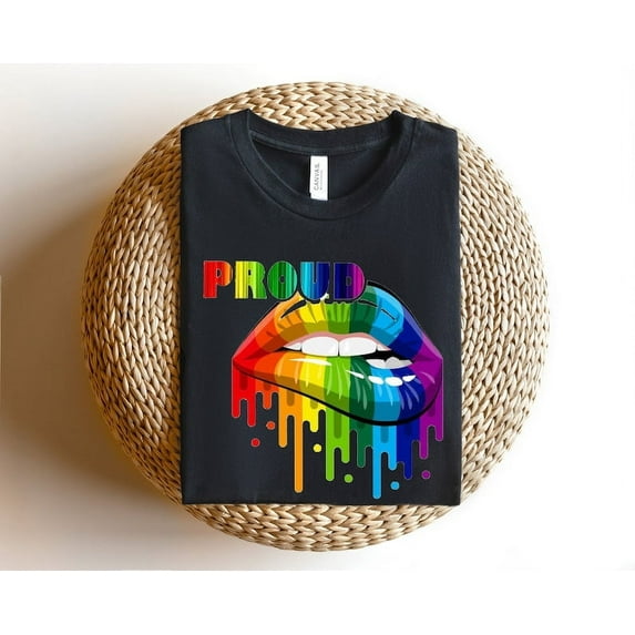 Rainbow Lips T-Shirt, LGBTQ+ Pride Lips Graphic Tee, Colorful Lips Pride Shirt