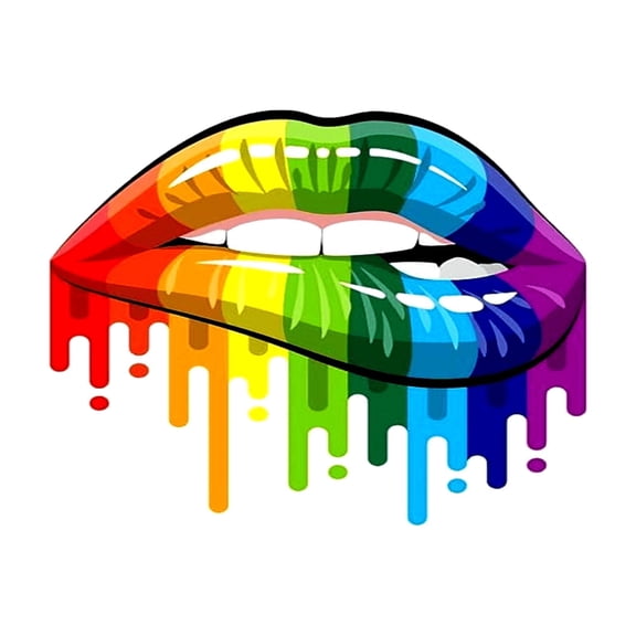 Rainbow Lips with drip Edible Icing Image Cake Topper, by Tnct.