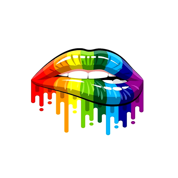 Rainbow Lips with drip Edible Cake Topper 8" Round