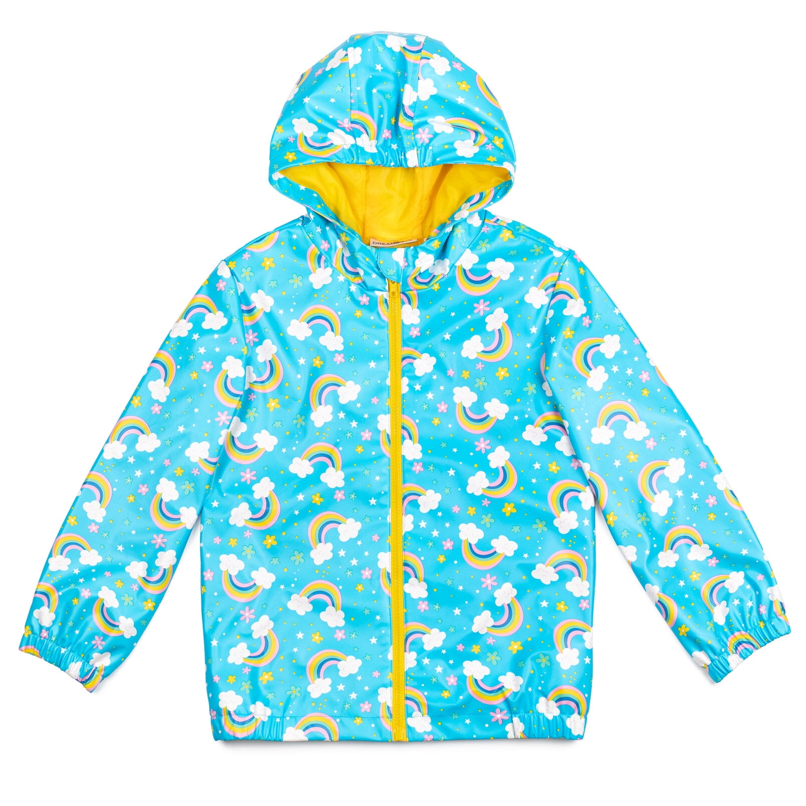 Rainbow Little Girls Zip Up Waterproof Hooded Rain Jacket Coat