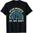 thumbnail image 1 of Rainbow Live Love Accept Autism Puzzle Autism Awareness T-Shirt, 1 of 4
