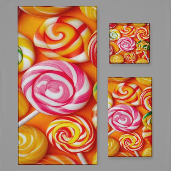 Rainbow Lollipop (41) Bath Towel Sets For Bathroom Hand Towels Fingertip Towels 3 Piece Soft Absorbent For Bathroom Kitchen Hotel Beach