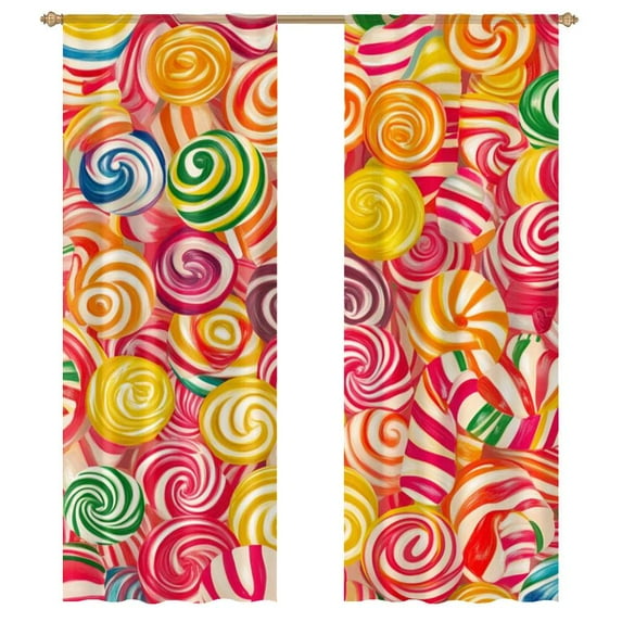Rainbow Lollipop Modern Tulle Window Curtains for Living Room Luxury Bedroom Kitchen Curtains