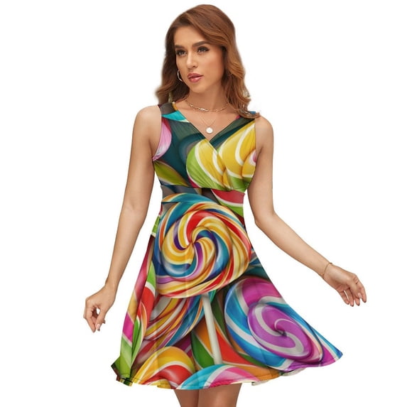 Rainbow Lollipop Sundress Sleeveless Dress Summer Women Clothes Dress for Women Dresses